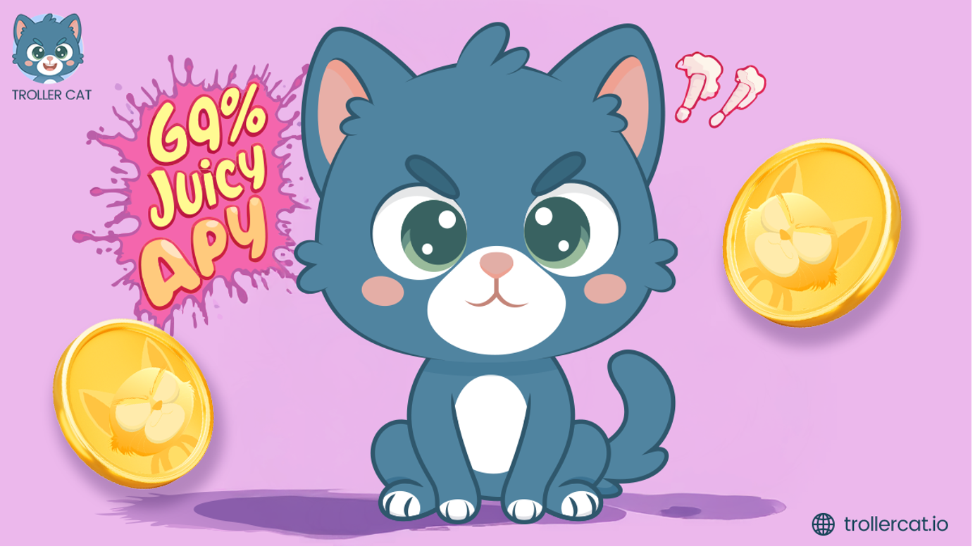 Banner with Troller Cat with the text that reads "69% Juicy APY".